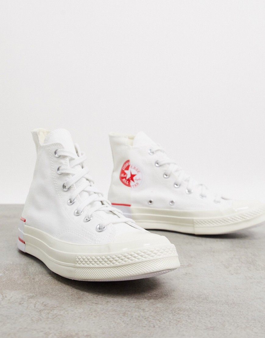 Converse - Chuck '70 Rivals - Sneakers alte cut and sew bianche e crema-Bianco