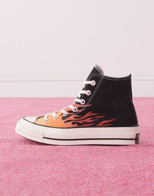 CT70 BLACK FLAME LO CONVERSE 26,5 ファイヤー Converse Chuck 70 sneaker in black with fire detail | ASOS