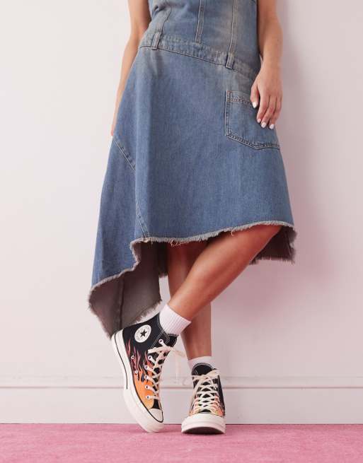 Converse Chuck 70 sneaker in black with fire detail