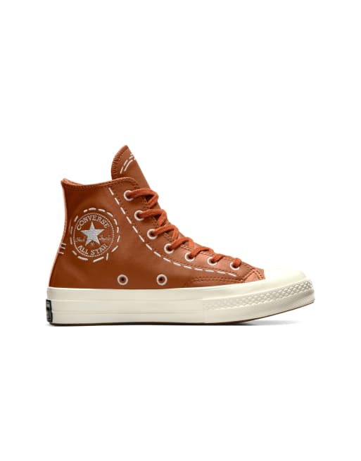 Converse – Chuck 70 – Sneaker in Tawny Owl/Reiherweiß mit auffälligen Ziernähten