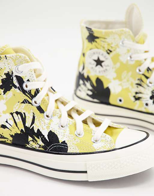 Converse - Chuck 70 - Sneakers alte in tela gialle con stampa a fiori نيله Converse - Chuck 70 - Sneakers alte in tela gialle con stampa a fiori نيله