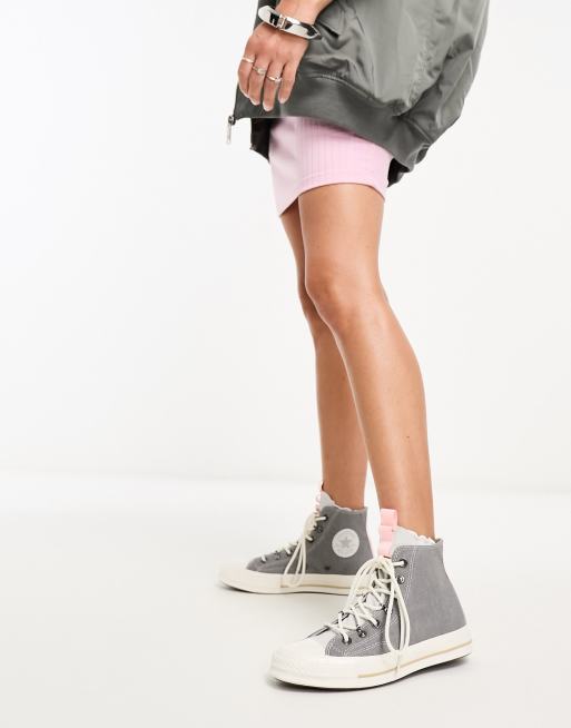 Pink and outlet gray converse