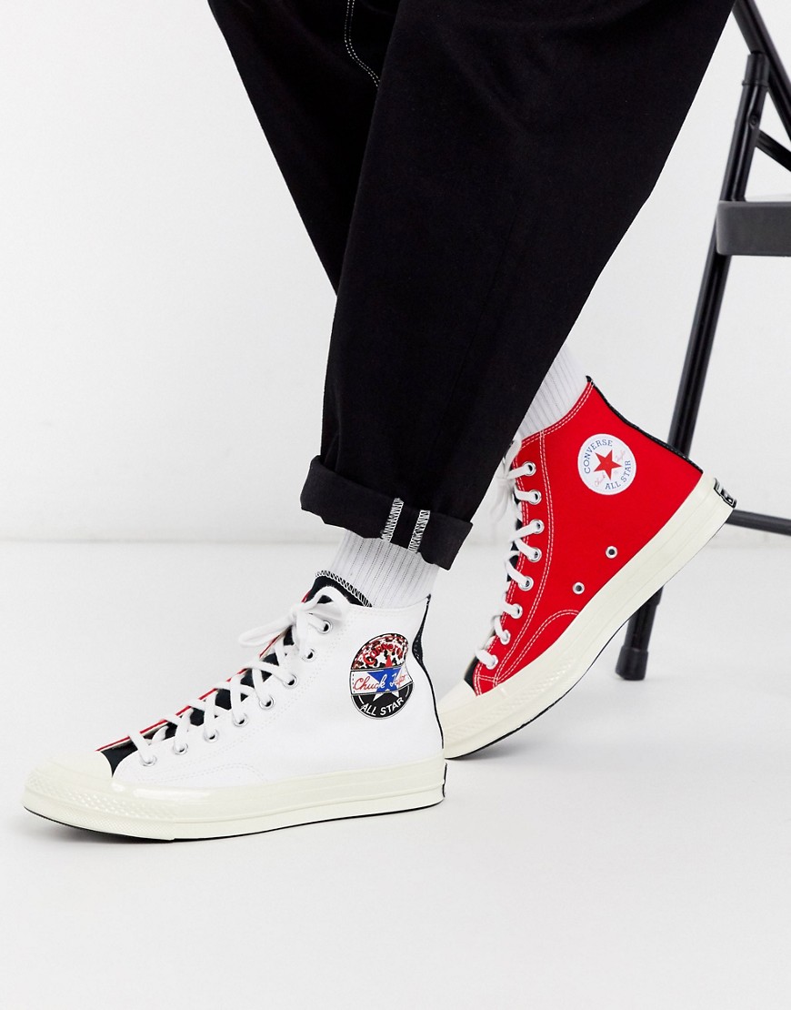 Converse - Chuck '70 - Sneakers rosse/bianche con logo suddiviso-Bianco
