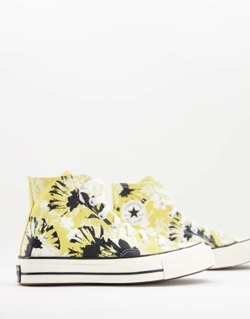 Converse Chuck 70 sneakers with canvas floral print in yellow