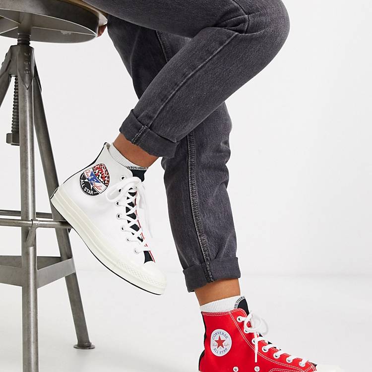Converse Chuck '70 split logo sneakers in white/red | ASOS