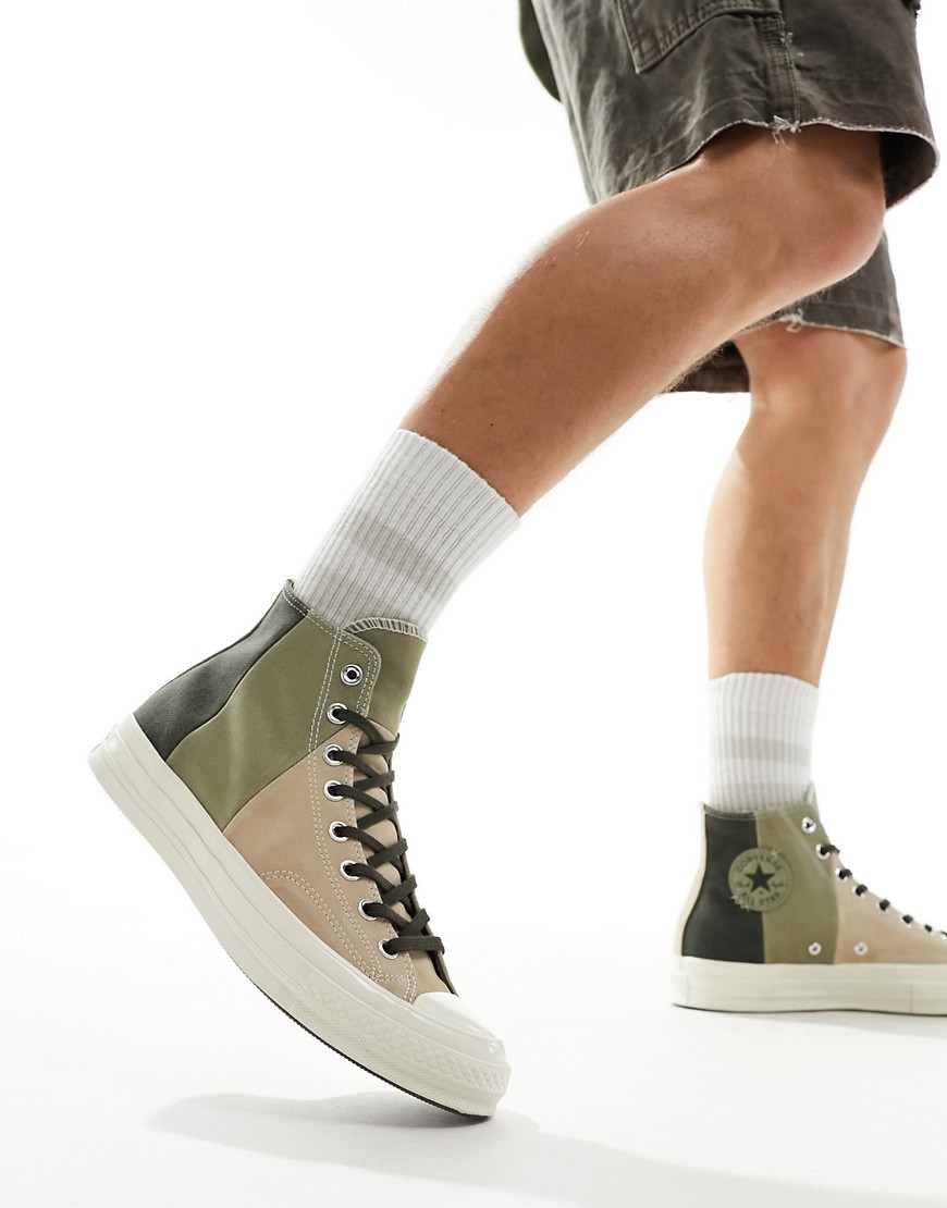 Converse Chuck 70 Hi suede and canvas trainers in green multi