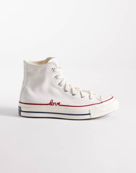 Converse – Chuck 70 – Vita, höga sneakers med 'Love'-detaljer - view 1