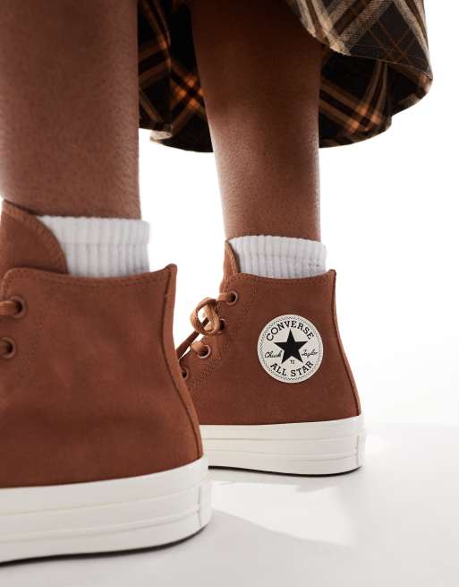 Suede Converse Alte Pelle Marrone Marroni Scarpe Converse Alte