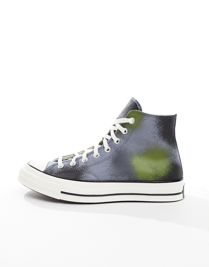 Converse Chuck 70's All Star Hi Sneakers In Navy And Green Tie-dye Print-gray