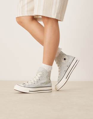 Converse - Chuck 70s Hi - Knöchelhohe Sneaker in Blau mit Sternen-Print