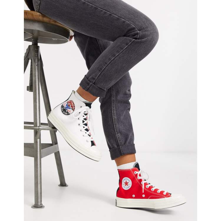 Converse rouge outlet et blanc