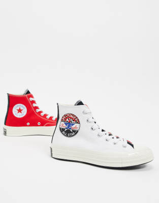 converse blanche rouge