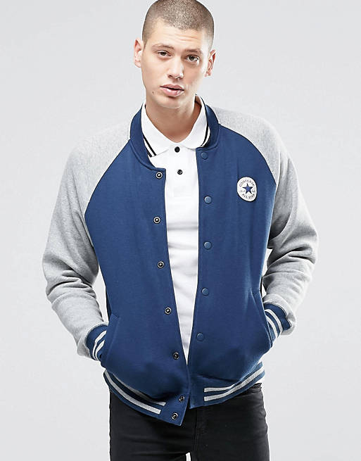 Converse Chuck Patch Jersey Bomber Jacket In Blue 10001111-A02 | ASOS