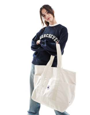 Converse Chuck Premium canvas tote in ecru-White