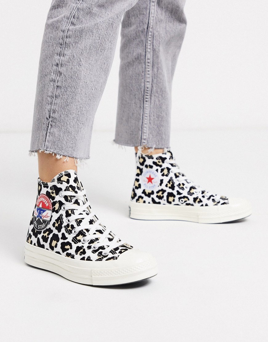 Converse - Chuck - Sneakers anni '70 alte con stampa floccata leopardato-Multicolore