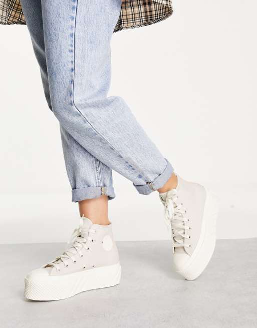 Converse – Chuck Taylor 2X Lift Hi – Kamiennobeżowe buty sportowe na platformie , 2 z 4
