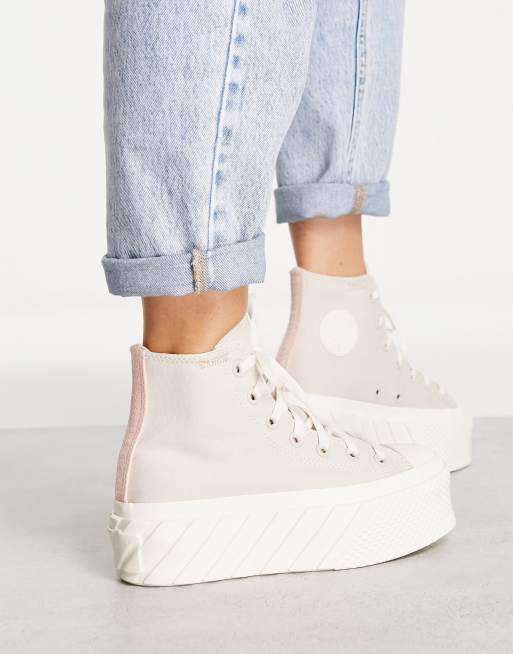 Converse – Chuck Taylor 2X Lift Hi – Kamiennobeżowe buty sportowe na platformie , 3 z 4