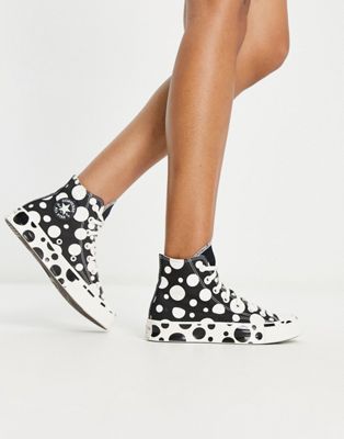 Converse Chuck Taylor 70 Hi polka dot trainers in black and white