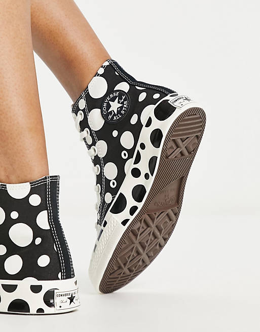 Converse Chuck Taylor 70 Hi polka dot trainers in black and white | ASOS