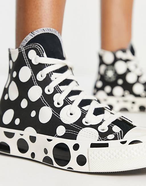 Converse Chuck Taylor 70 Hi polka dot trainers in black and white | ASOS