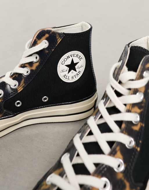 Black leopard print converse on sale