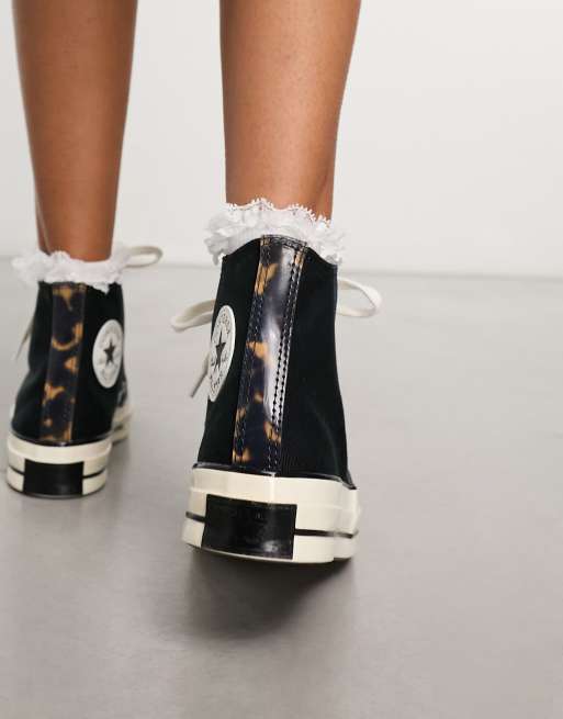 Converse Chuck Taylor 70 Hi Sneakers alte nere con dettagli con stampa animalier ASOS
