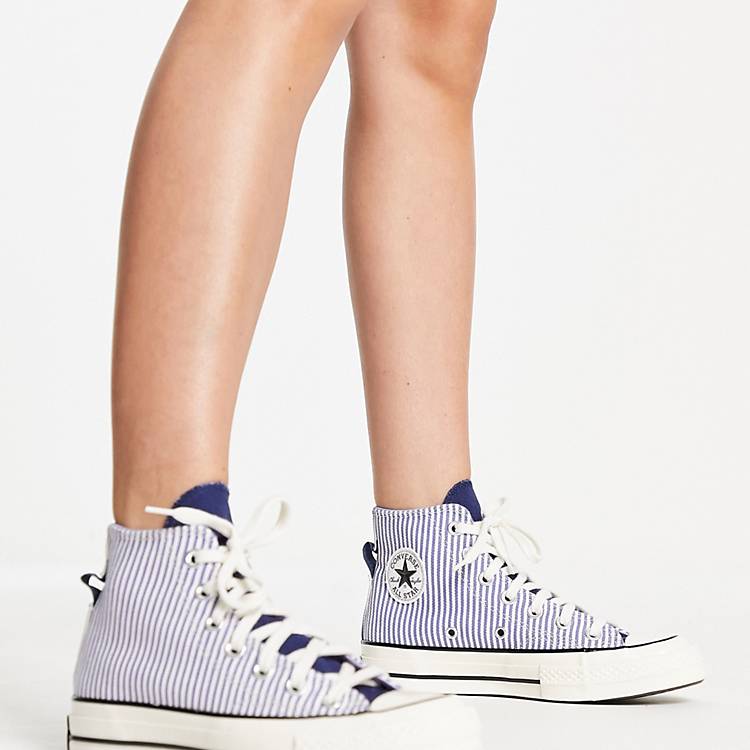 Converse Chuck Taylor 70 Hi stripe sneakers in blue and white | ASOS