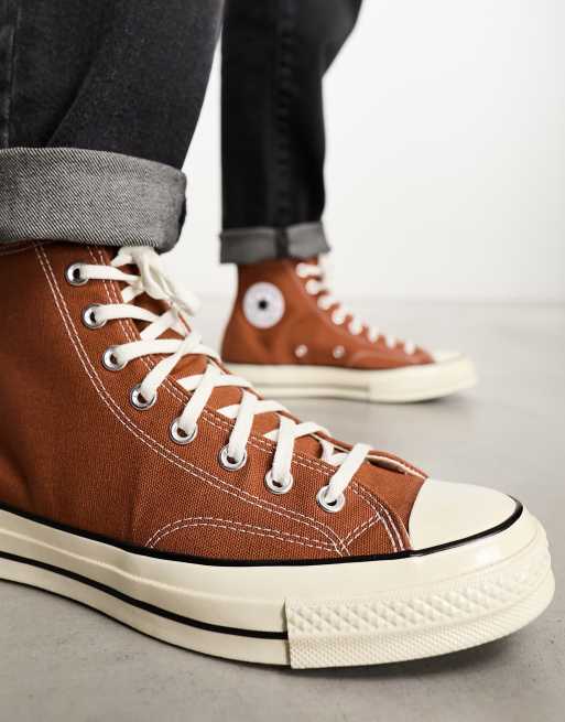 Brown leather deals converse trainers