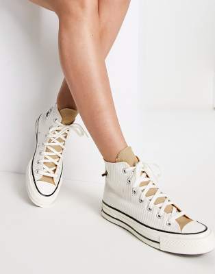 Converse Chuck Taylor 70 Hi stripe trainers in off white