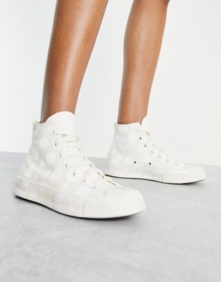 Converse Chuck Taylor 70 Hi polka dot trainers in off white