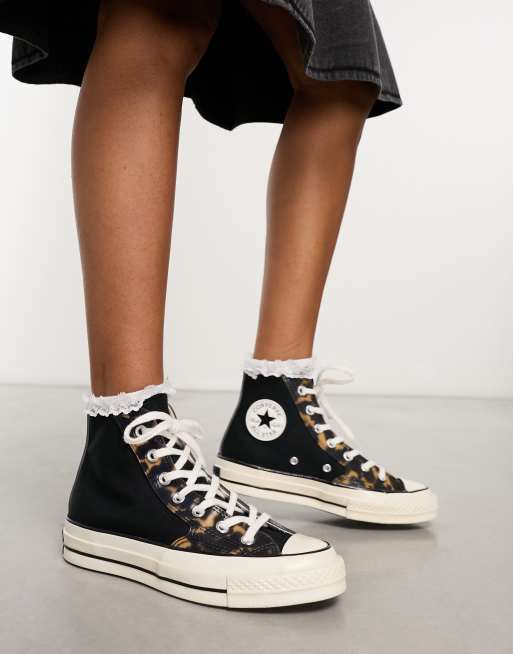 Converse Chuck Taylor 70 trainers in black with animal print