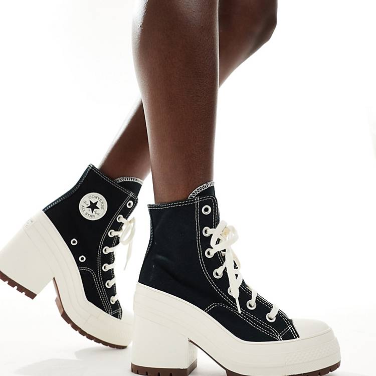 Por el contrario Cambiable oyente Converse Chuck Taylor 70s Deluxe heeled sneaker boots in black | ASOS