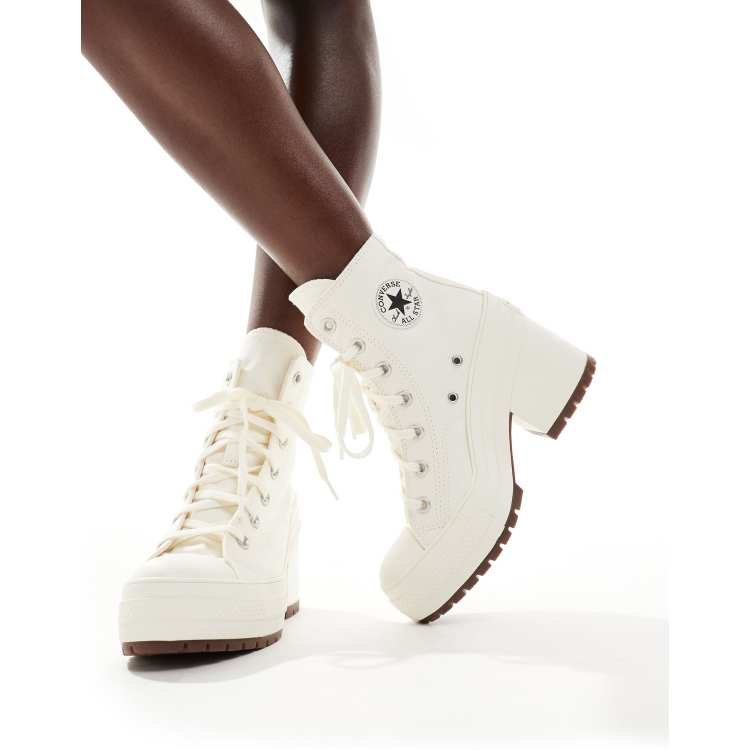 Agotamiento Samuel Sillón Converse Chuck Taylor 70s Deluxe heeled sneakers in white | ASOS