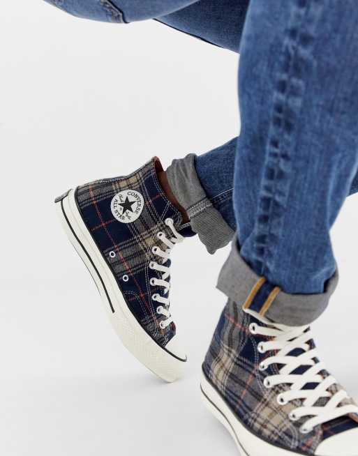 Converse – Chuck Taylor All Star '70 Hi – Sneaker in kariertem Marineblau