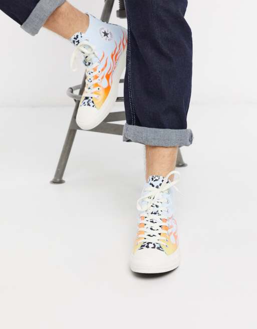 Converse Chuck Taylor All Star Archival Leopard and Flame Print Hi trainers in multi