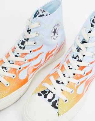 Converse - Chuck Taylor All Star Archival - Sneakers alte multi con stampa  lepardata e di fiamme | ASOS