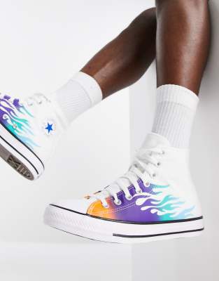 converse blanche avec flamme