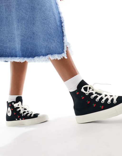 Converse Chuck Taylor All Star Baskets a motif cerises Noir ASOS