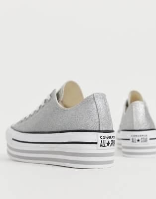 converse plateforme argent