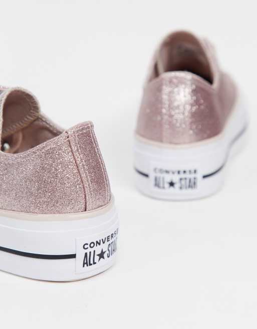 vloot Maak het zwaar Vrijwel Converse - Chuck Taylor All Star - Baskets basses à semelle plateforme -  Rose pailleté | ASOS