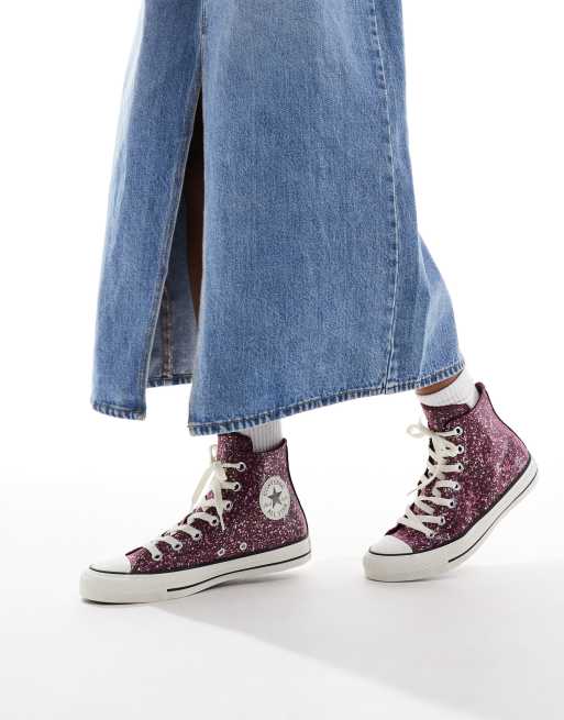 Converse Chuck Taylor All Star Baskets montantes a paillettes Violet ASOS