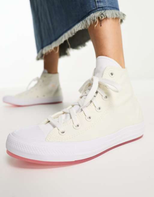 Converse blanche store semelle rose