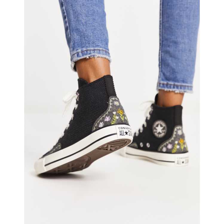 Converse Chuck Taylor All Star Baskets montantes avec fleurs brod es Noir