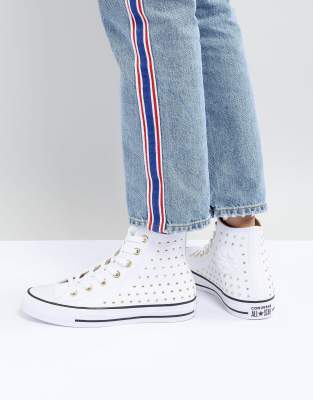 converse blanche clouté