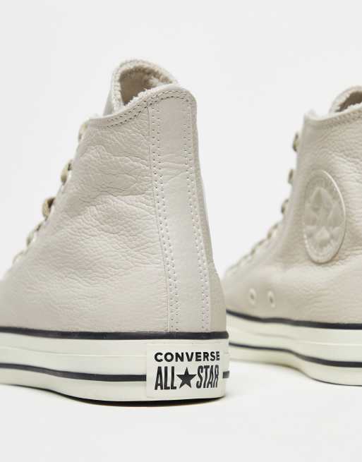 Converse Chuck Taylor All Star Baskets montantes en cuir avec doublure en fausse fourrure Beige sable