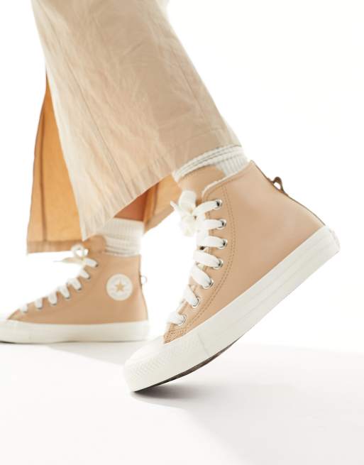 Converse cuir store beige femme