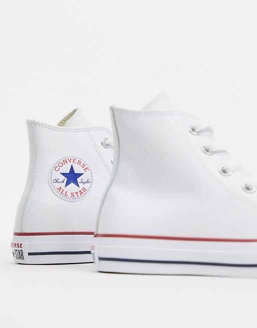 Converse - Chuck Taylor All Star - Baskets montantes en cuir - Blanc Converse - Chuck Taylor All Star - Baskets montantes en cuir - Blanc
