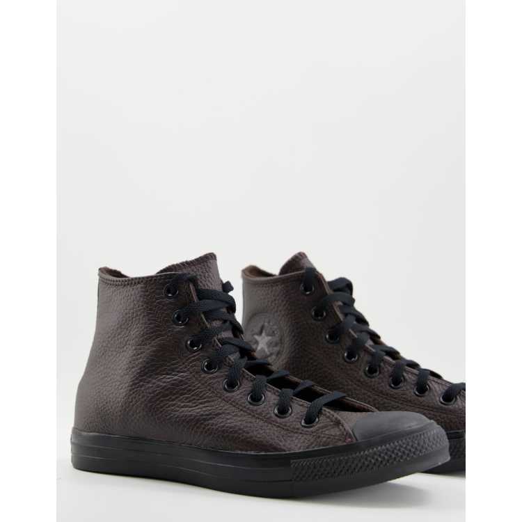 Anzai Instituut Basistheorie Converse - Chuck Taylor All Star - Baskets montantes en cuir - Marron foncé  | ASOS