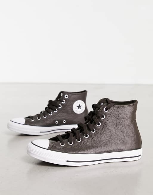 Converse Chuck Taylor All Star Baskets montantes en cuir Marron fonc