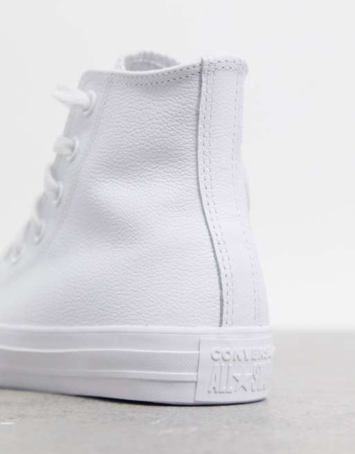 converse haute cuir blanche